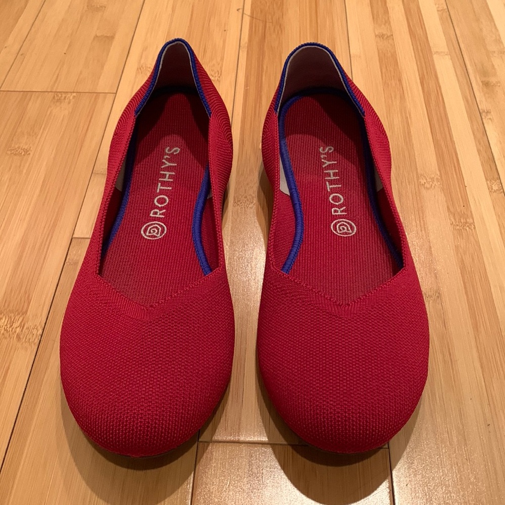 Rothy’s Red Round Toe Flats | Size 11.5 | Washable Knit | Barely Worn